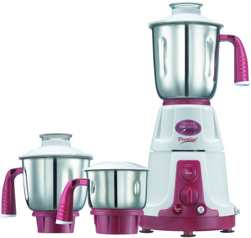 Prestige Deluxe Total VS 750 W Juicer Mixer Grinder(White, 3 Jars)