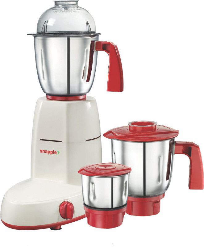 Snapple Scarlet 550 W Mixer Grinder(White,Red, 3 Jars)