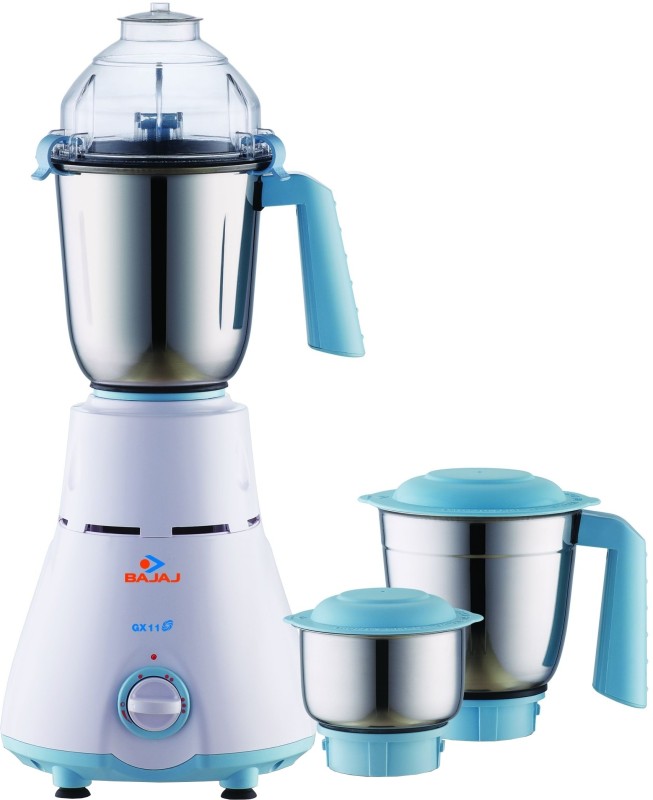 Bajaj GX 11 750 W Mixer Grinder(white turquoise, 3 Jars)