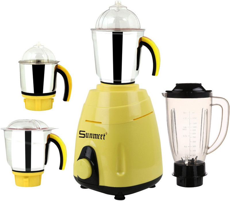 Sunmeet ABS Body MG16-WFJ486 600 W Juicer Mixer Grinder(Multicolor, 4 Jars)