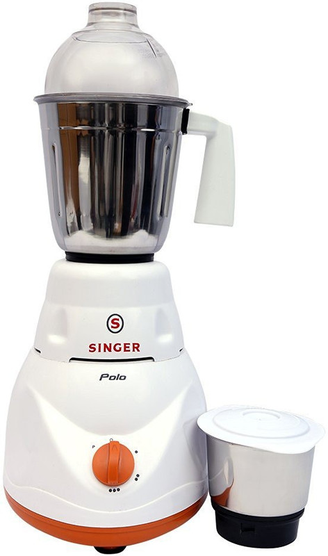 Singer MG Polo 500 W Mixer Grinder(White, Orange, 2 Jars)