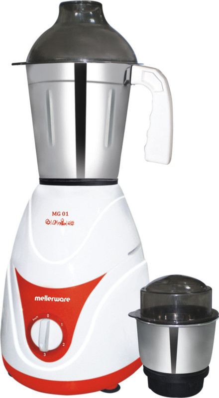 Mellerware MG01 500 W Mixer Grinder(White + Red, 2 Jars)