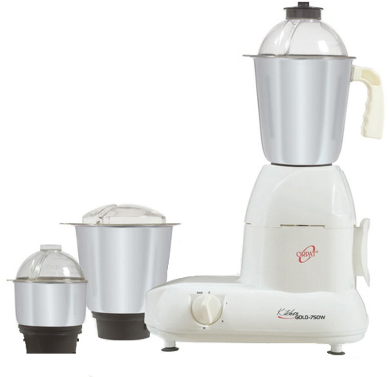 Orpat Kitchen Gold 750 W Mixer Grinder(White, 3 Jars)