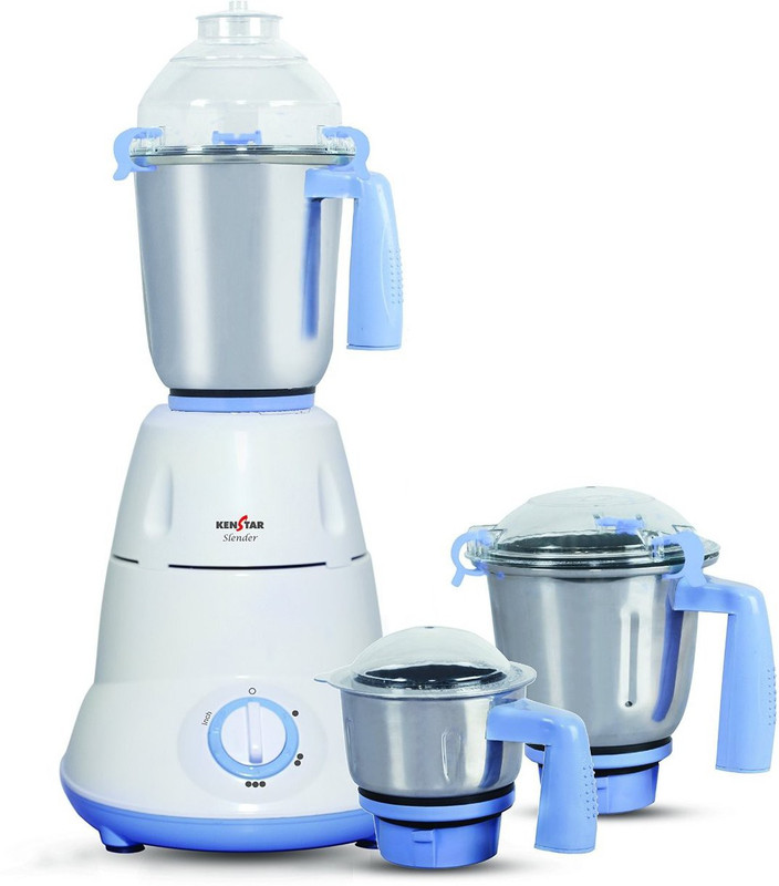 Kenstar Slender-7 750 W Mixer Grinder(Light Blue, White, 3 Jars)
