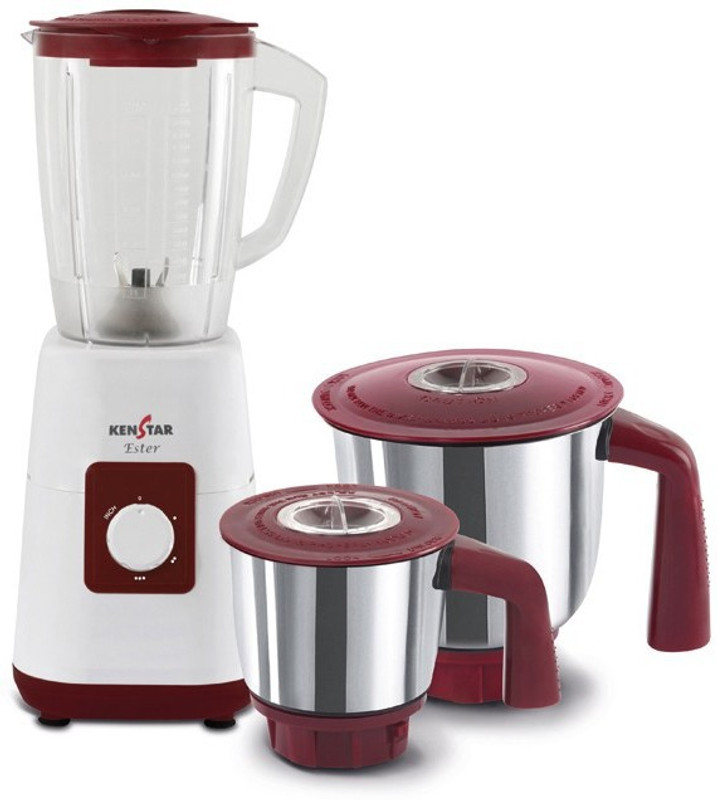 Kenstar KME60W3P Ester-6 600 W Mixer Grinder(Maroon and White, 3 Jars)