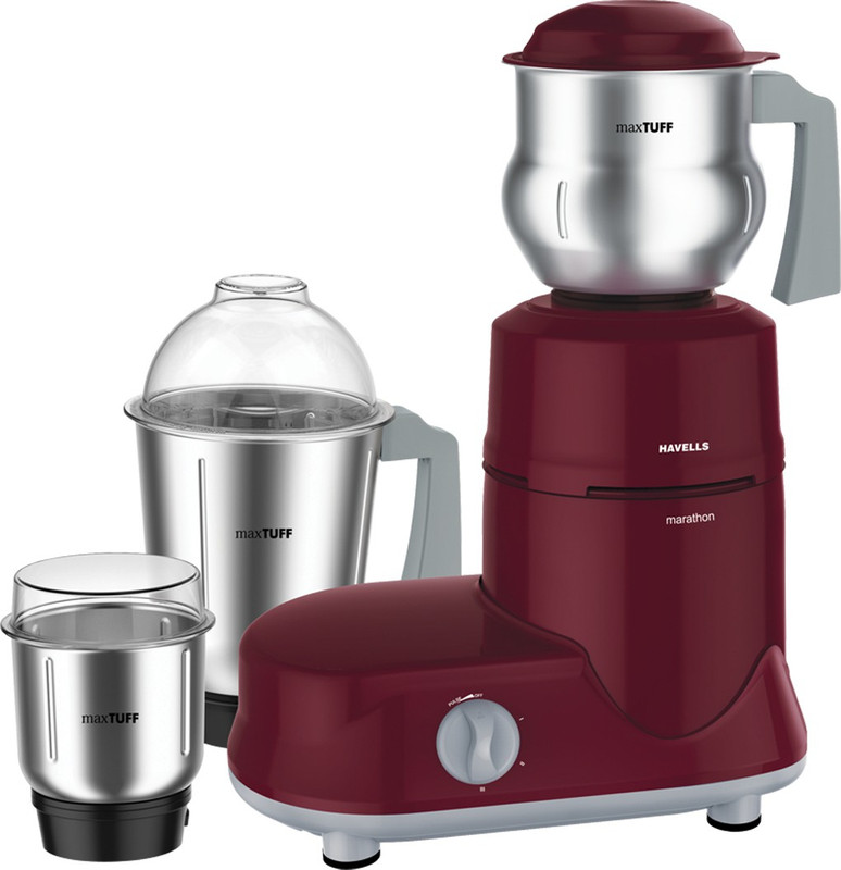 Havells Marathon Haandi 750 W Mixer Grinder(Red & Silver, 3 Jars)