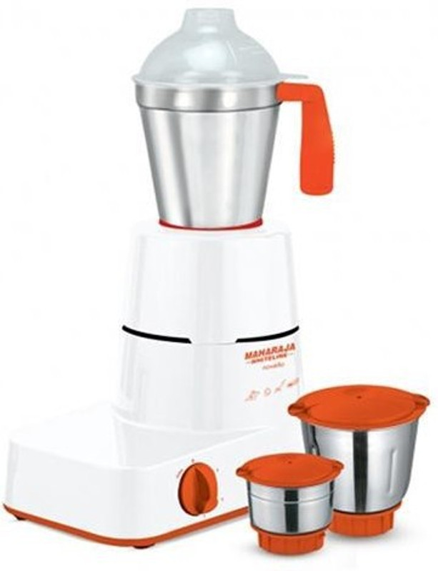 Maharaja Whiteline MX-141 Novello 500 W Mixer Grinder(White, Orange, 3 Jars)