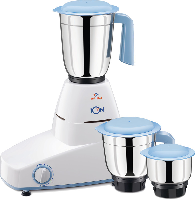 Bajaj Ion Majesty 500 W Mixer Grinder(White & Blue, 3 Jars) RS.2399 (46.00% Off) - Flipkart