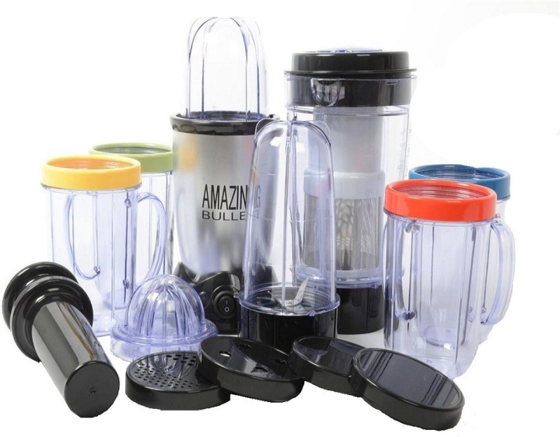 Amazing Bullet AMXB4 21 Pcs Desire Blender Magic Transparent Jar 250 W Juicer(Black, Grey, 5 Jars)