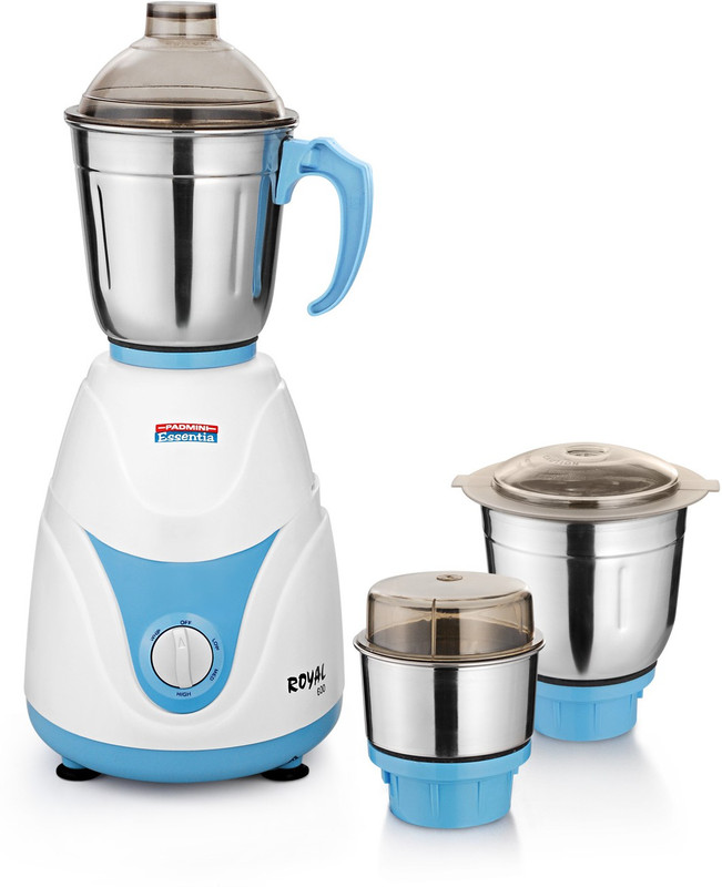 Padmini Royal 600 W Mixer Grinder(White & Blue, 3 Jars)
