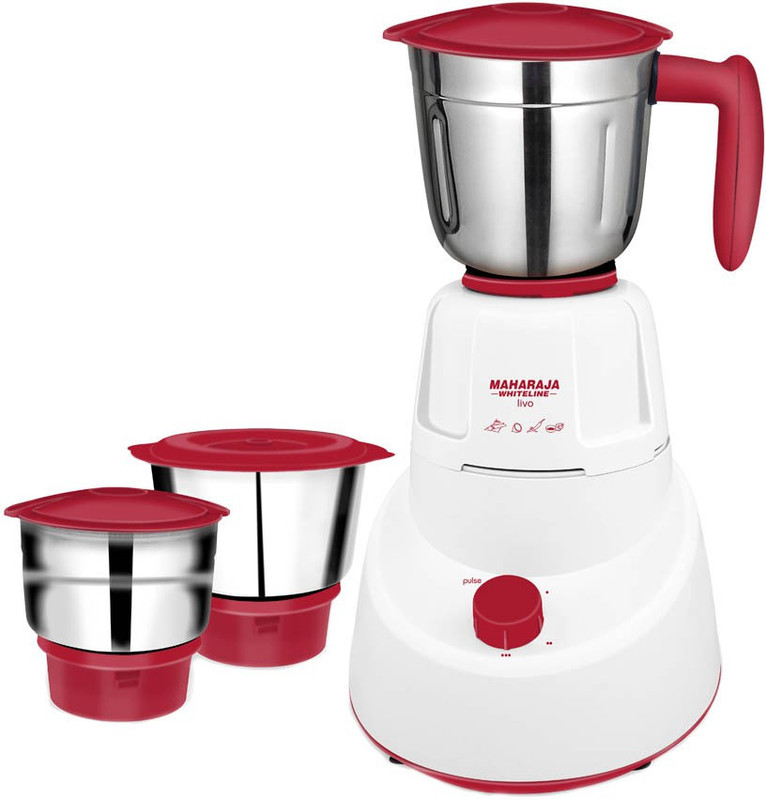 Maharaja Whiteline MX-151 Livo 500 W Mixer Grinder(Red, White, 3 Jars)