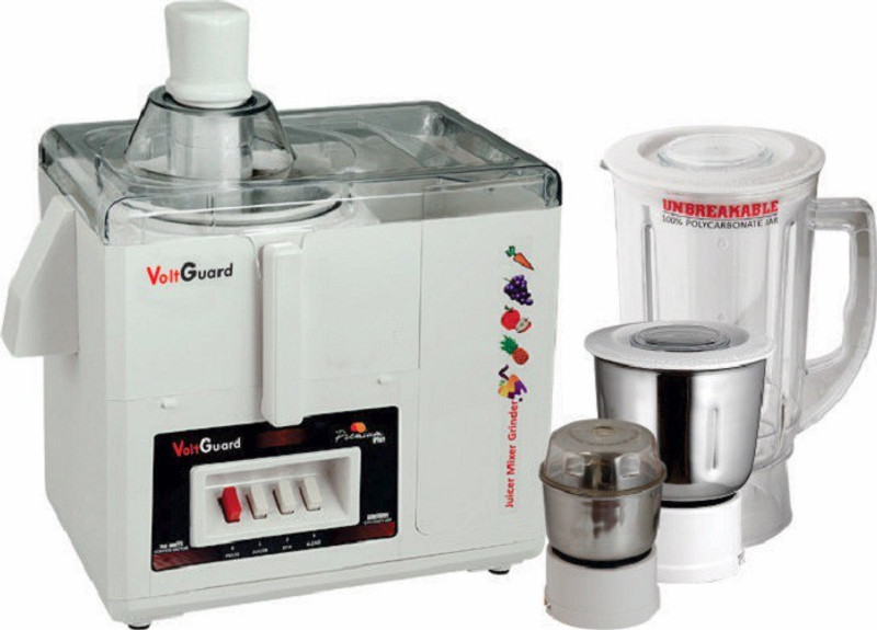 VOLTGUARD Jar 3 750 WATTS PREMIUM PLUS 750 W Juicer Mixer Grinder(White, 3 Jars) VOLTGUARD Jar 3 750 WATTS PREMIUM PLUS 750 W Juicer Mixer Grinder(White, 3 Jars)