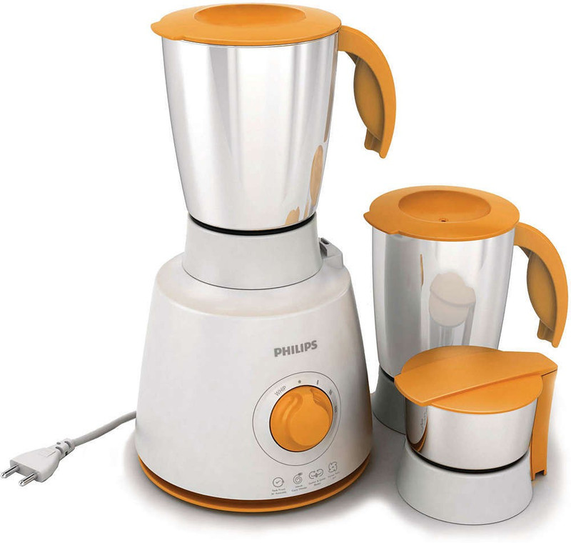 Philips Mixer Grinder HL7610 500 W Mixer Grinder(White & Orange, 3 Jars)