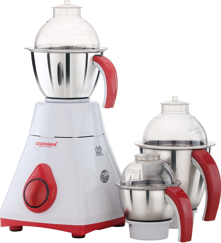 sowbaghya MG Magic 750Watts Mixer Grinder 750 W Mixer Grinder(White, 3 Jars)