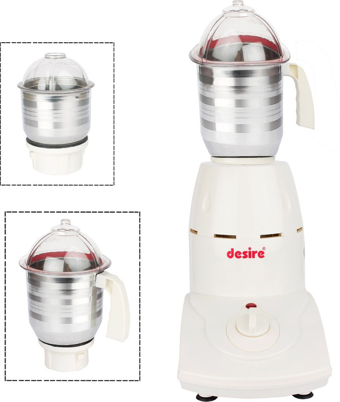 Desire DW Desire 750 W Mixer Grinder (White, 3 Jars) 750 W Mixer Grinder(White, 3 Jars)