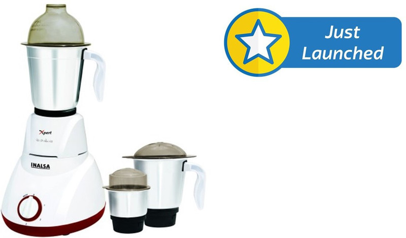 Inalsa Xpert 750 W Mixer Grinder(White & Red, 3 Jars)