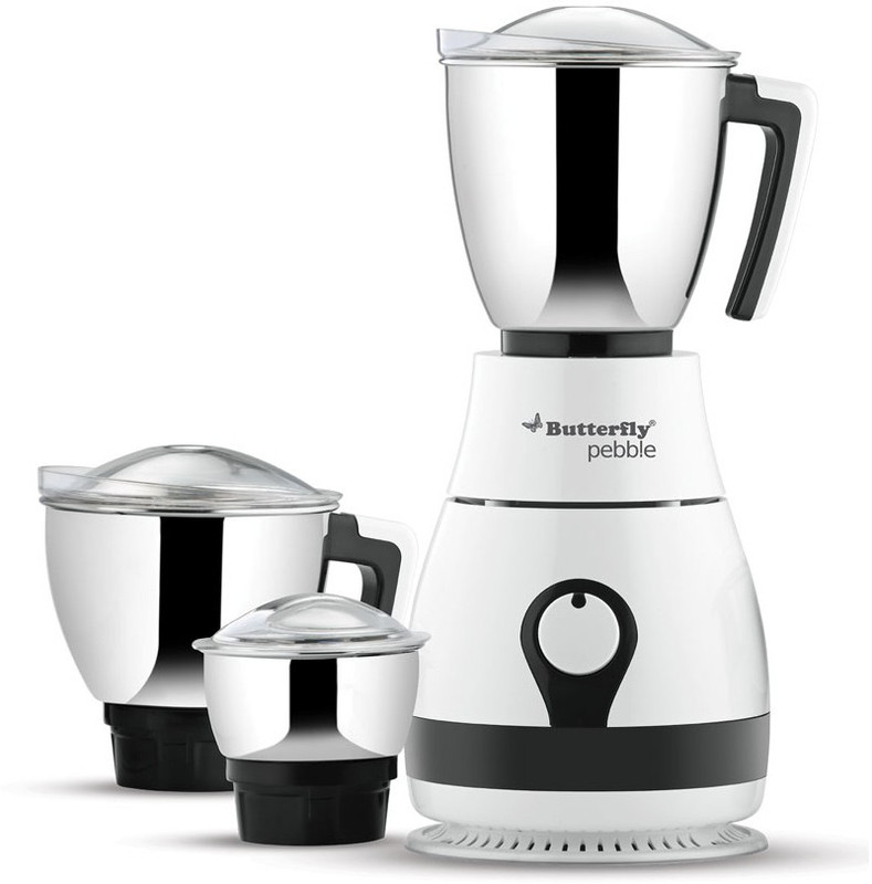Butterfly Pebble 3 Jar 600W 600 W Mixer Grinder(White, 3 Jars)