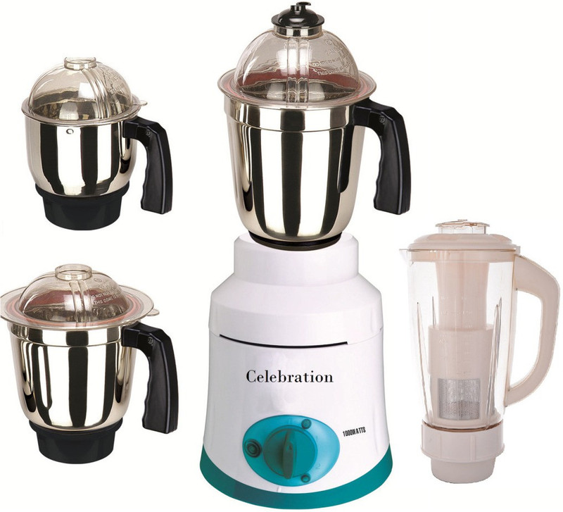 Celebration New MG16 124 C MG16 124 1000 W Mixer Grinder(Green, 4 Jars)