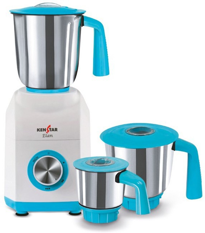 Kenstar KME60W3S Elan-6 600 W Mixer Grinder(Blue and White, 3 Jars)