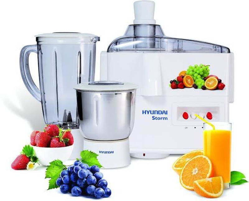Hyundai HJS50W2A-DBB Storm 500 W Juicer Mixer Grinder(White, 2 Jars)