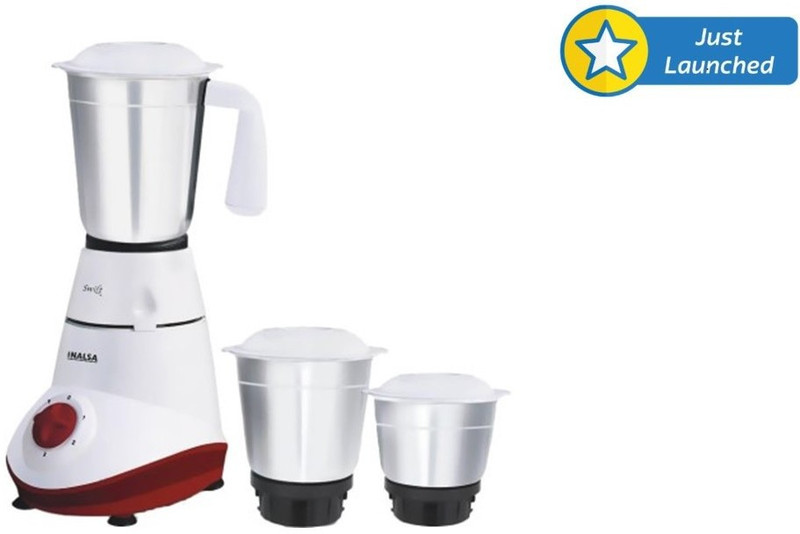 Inalsa SWIFT 500 W Mixer Grinder(White, 3 Jars)