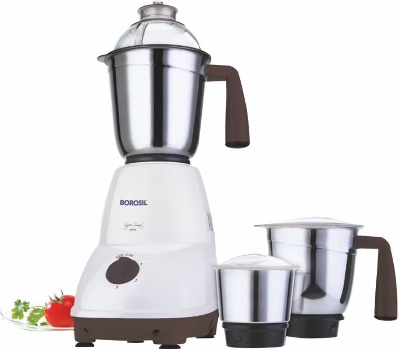 Borosil Super Smart 550 W Mixer Grinder(White, 3 Jars)