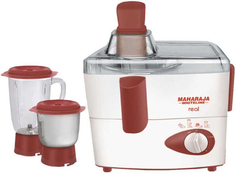 Maharaja Whiteline JX-118-Red Royal JMG Happiness 450 W Juicer Mixer Grinder(Red, 2 Jars)