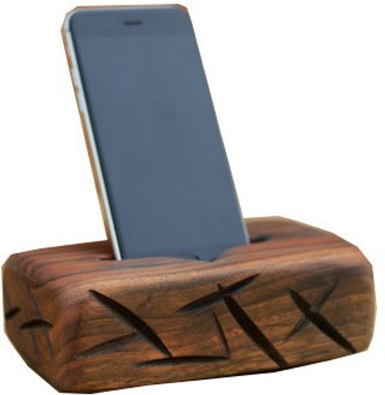 saaheli Wooden Mobile Holder Dark Wood Mobile Holder