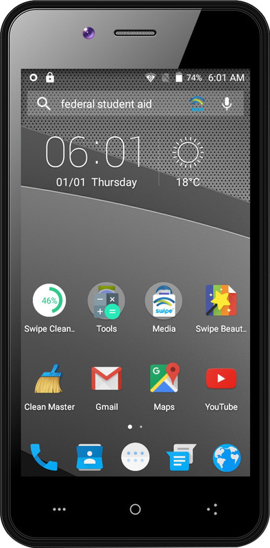 Swipe ELITE 2 (Black, 8 GB)(1 GB RAM) RS.4890 (25.00% Off) - Flipkart