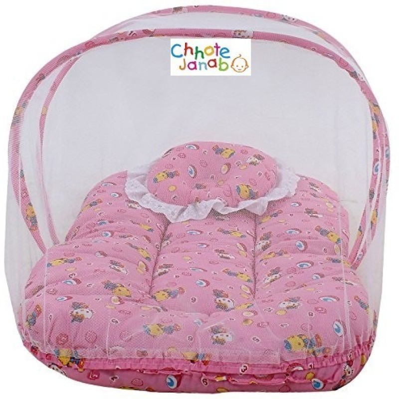 Chhote Janab Nylon Infants BABY COTTON PADDED BED Mosquito Net(Pink)