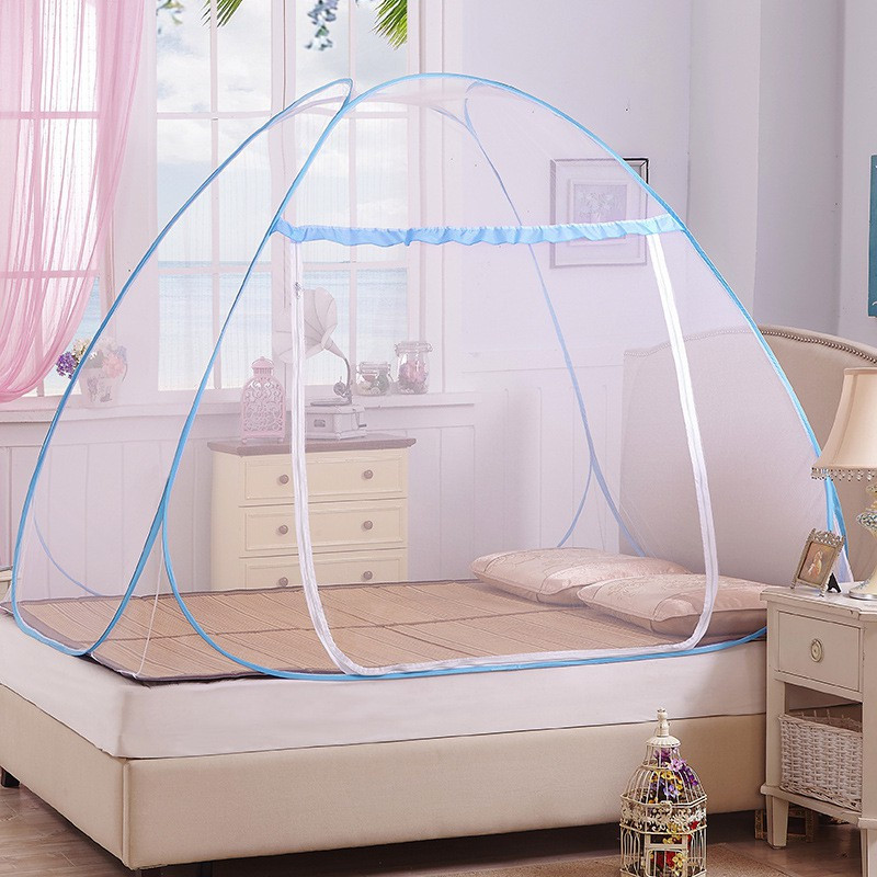 crobat Polyester Infants Foldable Adjustable double bed Mosquito Net(White, Blue)