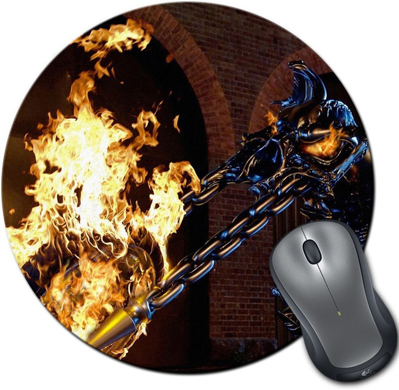 Rangeele Inkers Ghost Rider Bike Round Mousepad(Multicolor) Rangeele Inkers Ghost Rider Bike Round Mousepad(Multicolor)