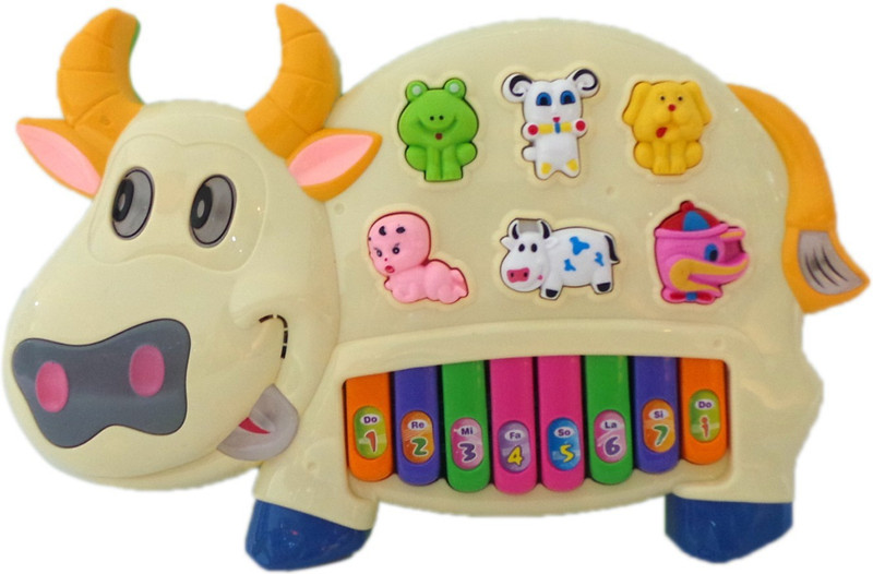 Speoma Educational Musical Cow Piano Keyboard Toy Game for Kids Children (Multicolor)(Yellow)