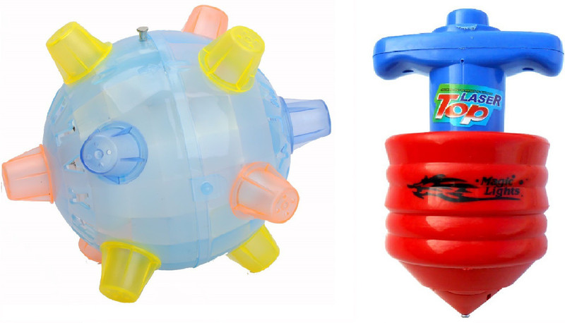 New Pinch Amazing Combo For Kids Bounce Ball With Lazer Top(Multicolor)