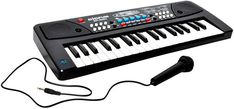 volik voliK's LATEST 37 Key Piano Keyboard Toy for kids DC POWER OPTION + RECORDING + MICROPHONE + FREE DATA CABLE …(Black)