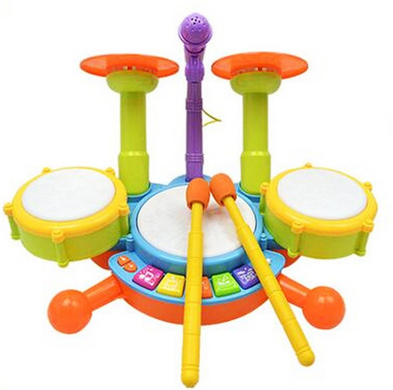 Sterling Kids Electric Light Music With A Microphone Fancy Drum Set Education Toys Roll Drum Musical Instruments(Multicolor)