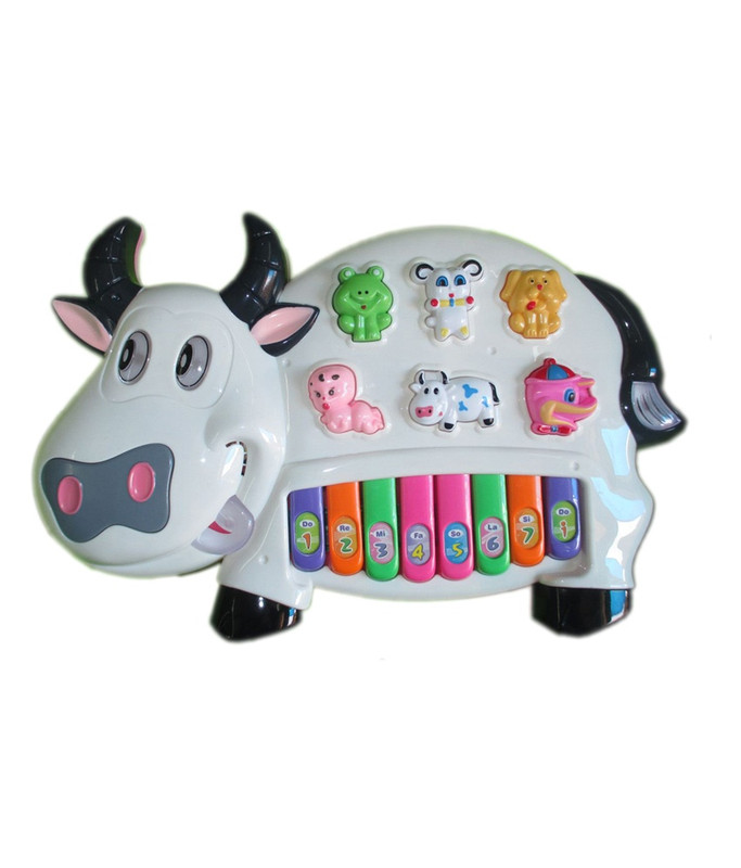 Speoma Educational Musical Cow Piano Keyboard Toy Game for Kids Children (Multicolor)(White)