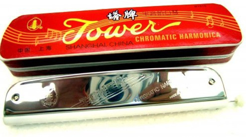 Tower Chromatic Harmonica Mouth Organ 24 Holes 48 Tones(Black)