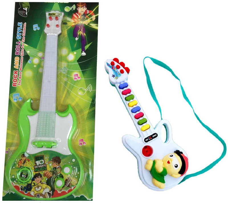 New Pinch Battery Oprated rockband Green Big With Small Guitar(Multicolor)