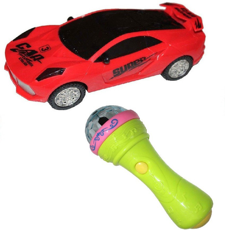 New Pinch 3d Light Car with Handheld Mic Musical Toy(Multicolor)