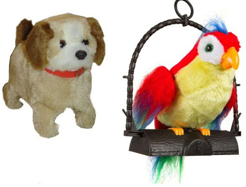 9 Perfect Combo Of Fantastic Jumping Puppy And Talk Back Parrot(Multicolor)