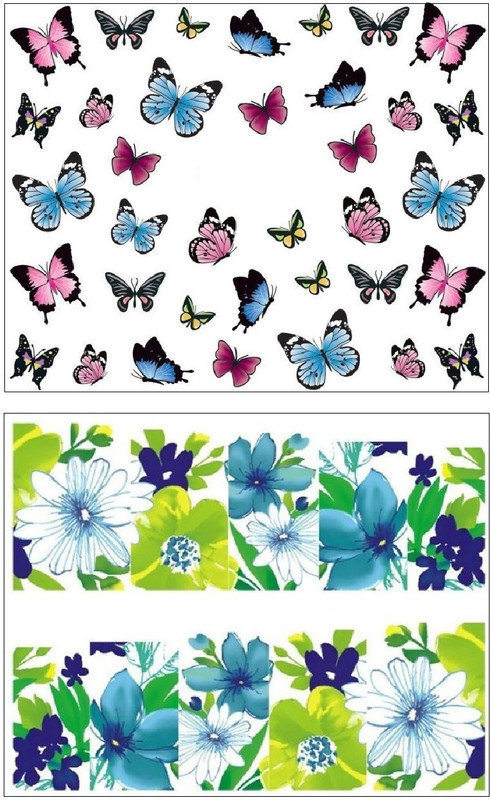 Jenna Manicure Water Transfer Nail Art Decals Stickers- Sapphire Series NR-080(Multicolor)