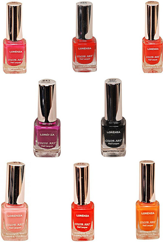 Lorenza Combo Set-24 Nail Lacquer (Pack Of 8) Sunflower-262, My Bebe-310, Pink Redefined-327, This Is It-455, Las Veaas-472, Cherry-566, Mauved-641, Black Diamond-900(15 ml, Pack of 8) RS.361 (73.00% Off) - Flipkart