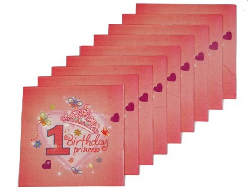 Funcart Sweet At One Princess Red Napkins(9 Sheets)