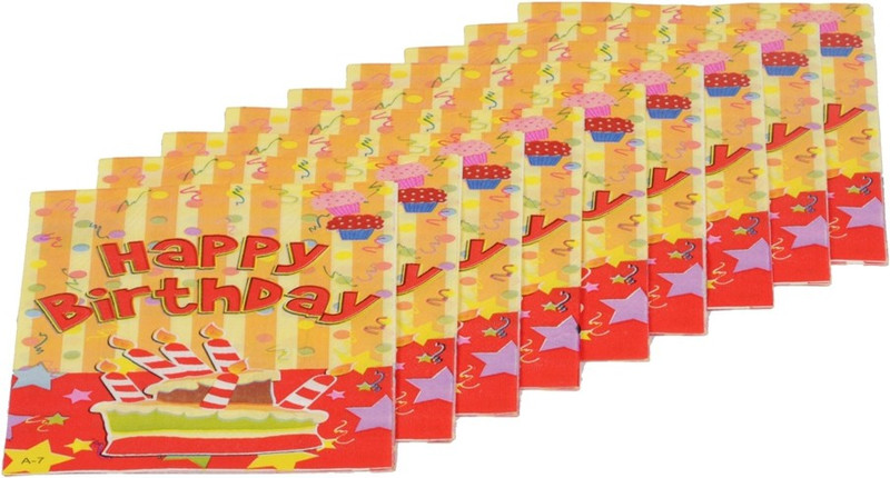 Funcart Stripe birthday Multicolor Napkins(9 Sheets)
