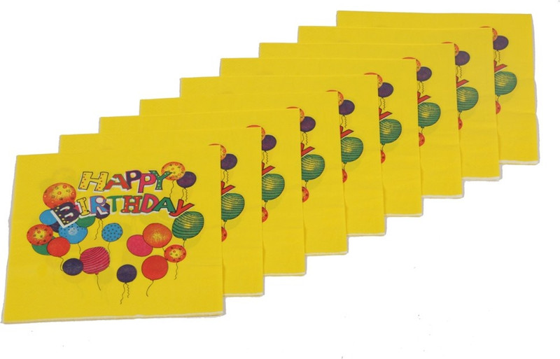 Funcart Colorful Balloons Yellow Napkins(9 Sheets)