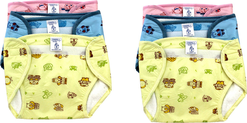 Super Baby New Just Born Inside Cotton,Outside Printed PVC Washable Reusable Diaper/Langot with Velcro (0-3Months)