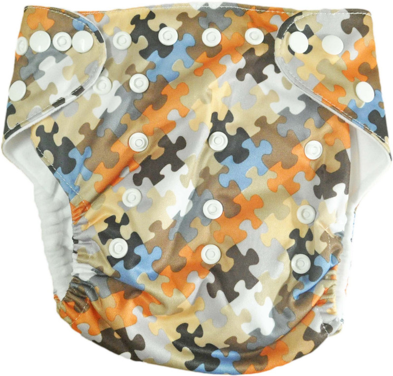 Babysid Collections All In One Resuable Cloth Diaper Adjsutable 0 To 24 Months (Puzzle Design)