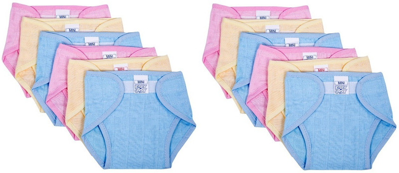 Baby Joy New Just Born Muslin Cotton Cloth Washable Reusable Padded Cushioned Diaper with Velcro Nappies (0-3Months)