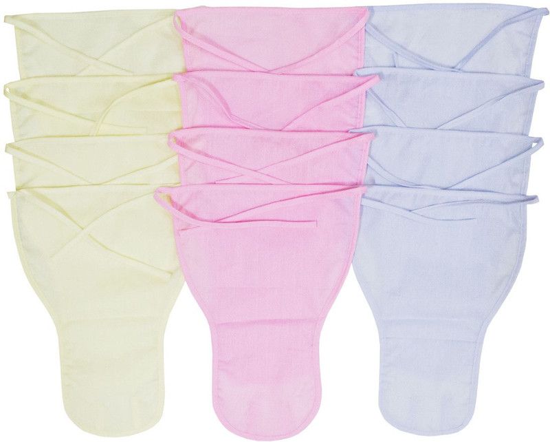 Rachna Cotton Plain U Shape Colour Reusable Nappy - Medium - Set of 12